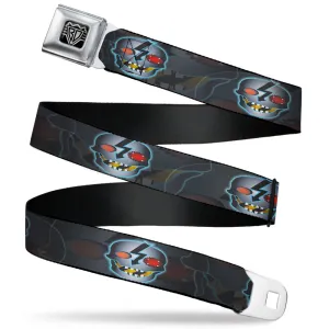 BD Wings Logo CLOSE-UP Full Color Black Silver Seatbelt Belt - High Voltage Skull Webbing