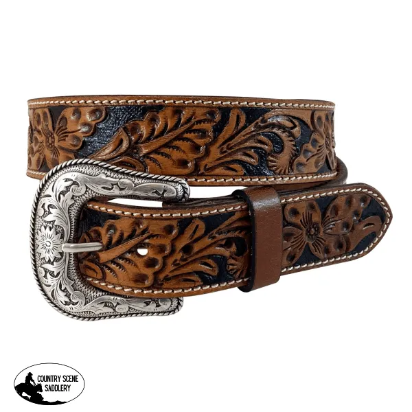 Floral Hand Tooled Leather Belt