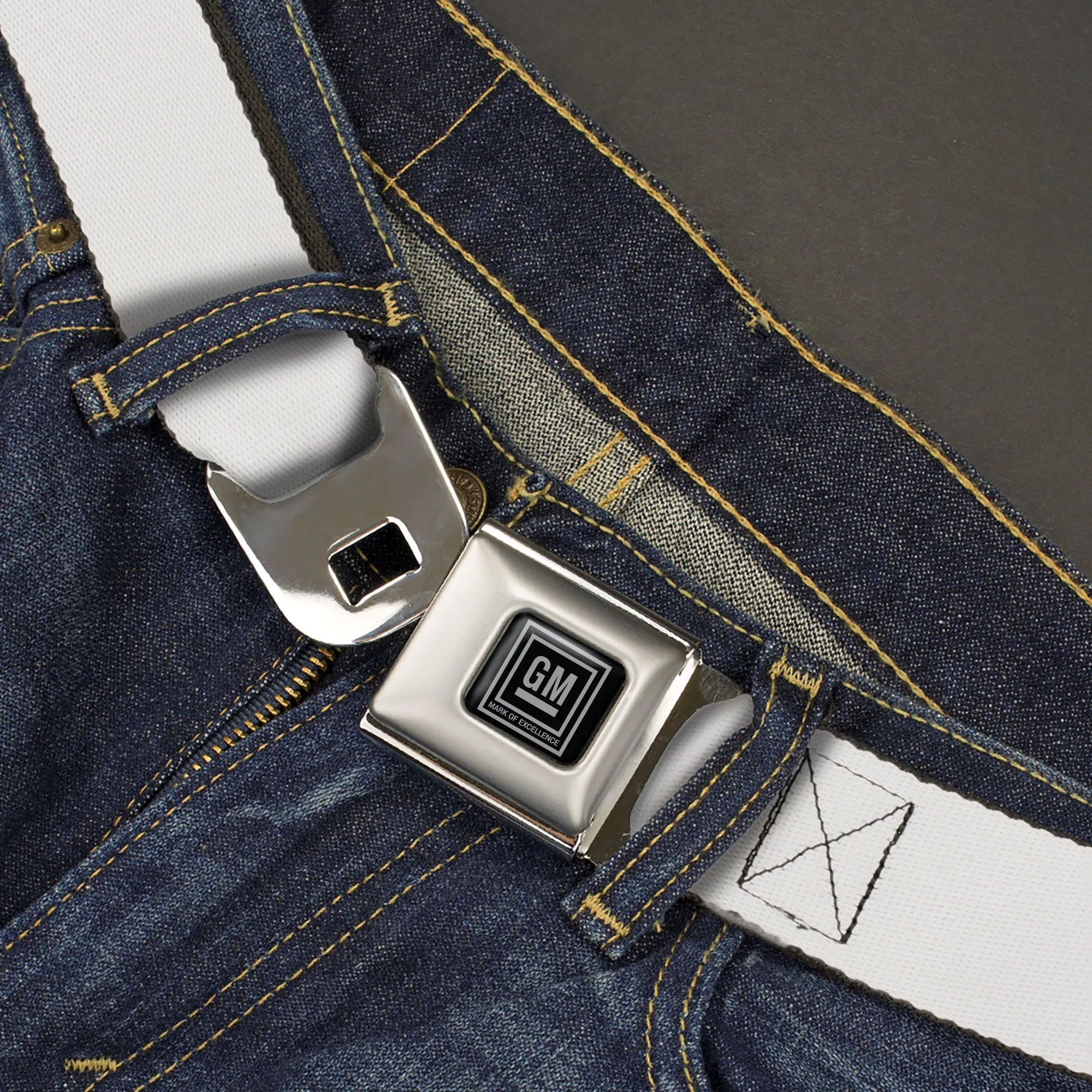 GM Seatbelt Belt - White Webbing